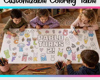 Alphabet Learning Coloring Table Runner | ABC Activity Banner for Kids