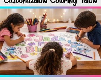 Lillo & Stitch Coloring Table Runner - Custom Kids Party Activity Banner