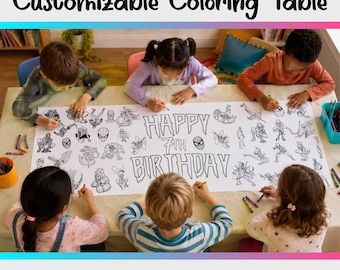 Spiderman Coloring Table Runner for Kids Birthday Party Activity