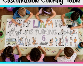 Scooby Doo Coloring Table Runner for Kids Birthday Party Activity Banner