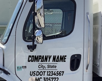 Custom USDOT & MC Vinyl Lettering Decals, Company Name -2 Decals - Free squeegee included