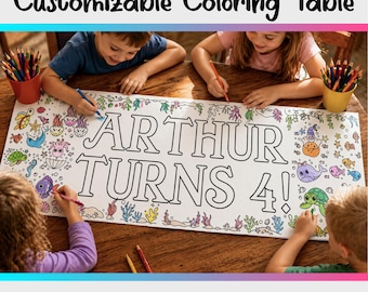 Under the Sea Coloring Table Runner | Sea Creatures Party Activity for Kids