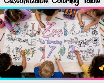 Inside Out Coloring Table Runner | Kids Party Activity Banner
