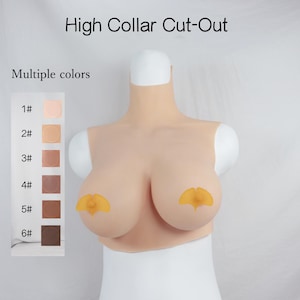 High Neck Cut-Out Silicone Breastplate – Realistic Feminization Prosthetic for Crossdressing & Cosplay
