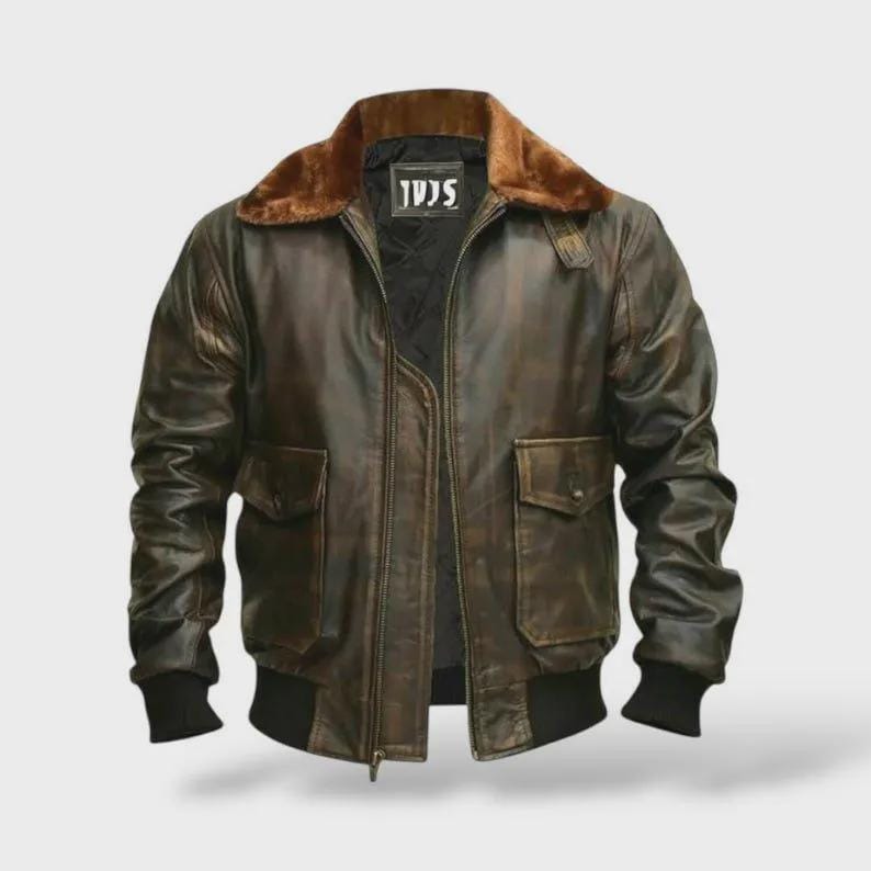 Vintage A2 Aviator Leather Jacket: Genuine Cowhide WWII Bomber