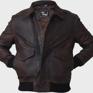 Handmade Black A2 Leather Aviator Jacket: Vintage WWII Bomber Style