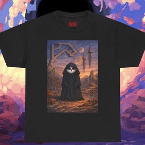 Space Owl T-Shirt, videogame art style design, Minimal Tee, Unisex Cotton Tee - Black, Maroon & Cream | TheEaterRabbit