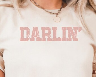 Camiseta gráfica Darling, camiseta vaquera retro, camiseta western, camiseta de música country, Bella Canvas 3001,