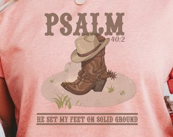 Camiseta con estampado de botas vaqueras del Salmo 40:2 / Camiseta vaquera con temática religiosa