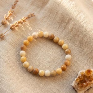 Gecertificeerde zonnevlechthealing armband, natuurlijke gele aventurijn kristalkraal stretch armband, duidelijkheid vertrouwen welvaart overvloed