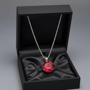Handmade Round Ruby Pendant Necklace 90–100 ct, Natural Red Gemstone in Sterling Silver, Large Faceted Burma Ruby for Love Healing & Passion