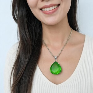 Large green emerald pendant for meditation and intention setting, heart chakra inspired spiritual necklace