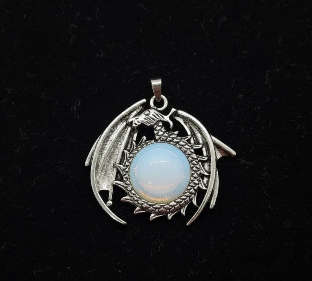 Lab Amulet Buy Lab Certified Blue Opalite Dragon Pendant, Silver Tone Winged ...
