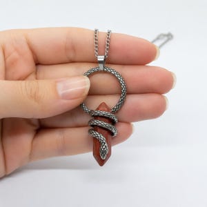 Lab Certified Red Jasper Snake Coil Pendant Silver Tone Rope Wrapped Crystal Point Root Chakra Grounding Protection Talisman