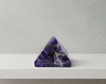 Lab Certified Amethyst Pyramid 95–100g, Crown Chakra Crystal, Calm Protection Stone, Intuition Gift, India