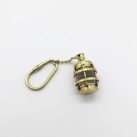 Vintage Brass Mini Lantern Keychain Nautical Oil Lamp Key Ring Antique Gold Steampunk Bag Charm Unique EDC Gift for Him 