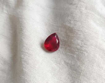 Natural Red Ruby Pear Cut Loose Gemstone 10-12 Carat, July Birthstone, Pear Shape Ruby, Teardrop Brilliant Cut Ruby, Loose Ruby Stone