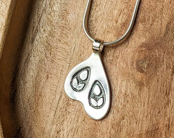 Sterling silver butterfly wing necklace, handmade stamped silver pendant, butterfly jewellery, gift for butterfly lovers