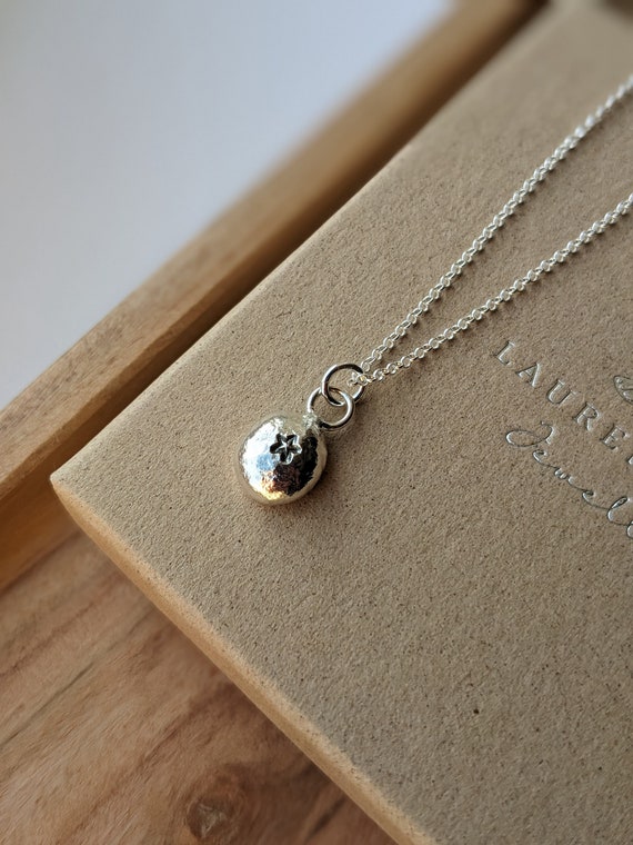 Recycled silver star stamped pebble necklace, handmade star charm necklace, gift for her