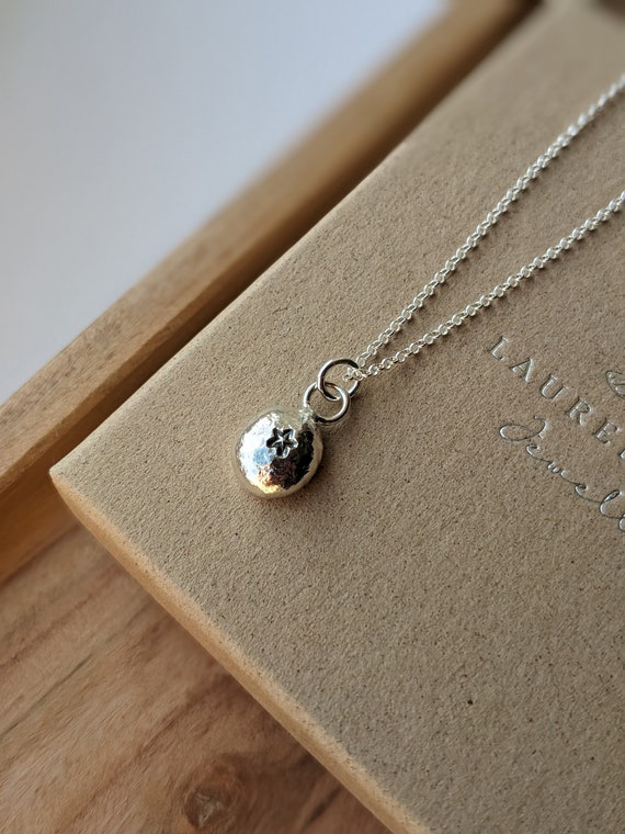 Recycled silver star stamped pebble necklace, handmade star charm necklace, Christmas gift for her, Christmas star