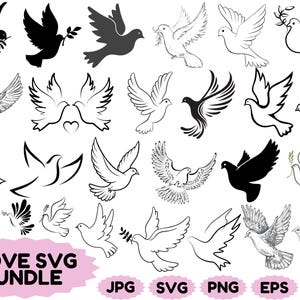 Dove SVG Bundle: Clipart, Vector Cut Files for Cricut (Digital Download