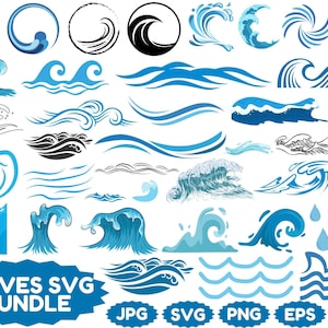 Wave SVG Bundle: Ocean, Beach, Sea - Cricut Ready (Digital Download)