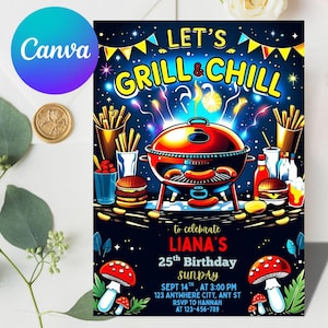 Editable BBQ Birthday Invitation Template: Canva Printable (5x7 inches) (PDF Download