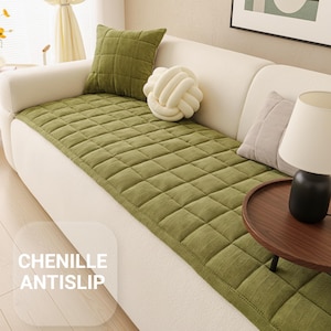 Funda lavable de chenilla para cojín de sofá / Protector antideslizante para cojín de sofá