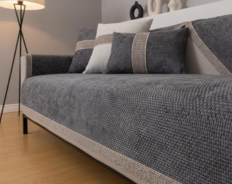 Nordic Sofa Cover: Universal Non-Slip Furniture Protector | Stylish Cushion |Washable Sofa Throw Blanket Furniture Cover for 3 Seater