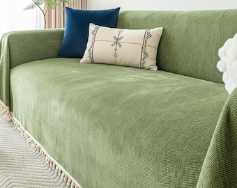 Wasbare chenille-deken voor sofa's |  Antislip bankhoes |  Krasbestendige bankbeschermer | Moderne woondecoratie