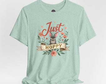 Just Hoppy Bunny Tee | Easter rabbit floral design