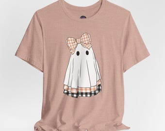 Plaid Bow Baby Ghost Tee | Halloween Ghost Shirt