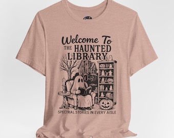 Welkom bij het Haunted Library-T-shirt, spookachtig T-shirt, Halloween-shirt, cadeau boekenliefhebber, spookachtige kleding, griezelige verhalenkleding