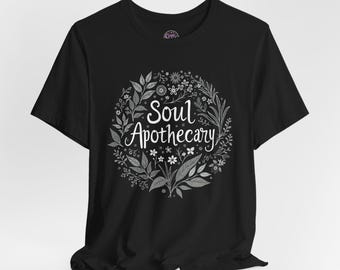 Soul Apothecary T-Shirt | Floral Wreath Botanical Graphic
