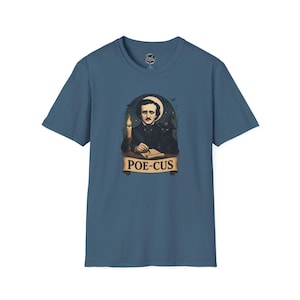 Edgar Allan Poe Unisex Softstyle T-Shirt, Gothic Literature Tee, Raven Shirt, Writer Gift, Classic Literature Top