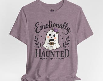Camiseta gráfica de fantasma con temática de Halloween / Camiseta de café de Halloween