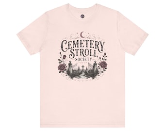 Cemetery Stroll Society T-Shirt | Gothic Graveyard Moon Tee