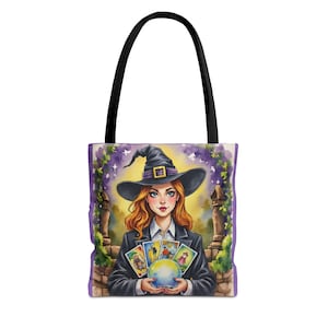 Mystical Fortune Teller Tote Bag | Witchy AOP Bag | Tarot Card Design | Bohemian Gift | Eco-Friendly Shopper