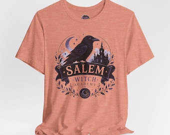 Camiseta con el escudo del cuervo de la Academia de Brujas de Salem / Diseño de escuela de brujas para Halloween