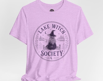 Lake Witch Society T-Shirt | Witch Cat Graphic Tee, Cottagecore Halloween