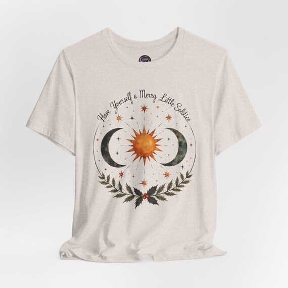 Solstice Sun and Moon Witchy Tee, Unisex T-Shirt for Winter Holidays, Yule Gift, Pagan Clothing, Celestial Top, Wiccan Shirt, Christmas Moon
