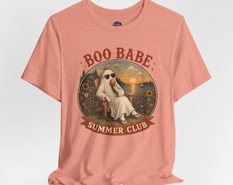 Boo Babe Summer Club Tee | Ghost in Sunglasses Retro Beach Design