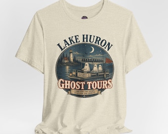 Lake Huron Ghost Tours T-Shirt | Vintage Haunted Boat Design