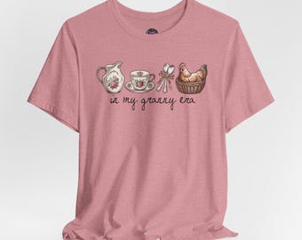 My Granny Era tee | vintage tea set, wicker basket illustration