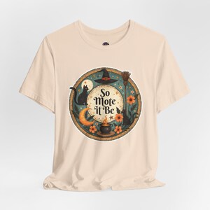 Black Cat Witch Unisex Tee, So Mote It Be T-Shirt, Wiccan Cat Shirt, Pagan Clothing, Occult Apparel