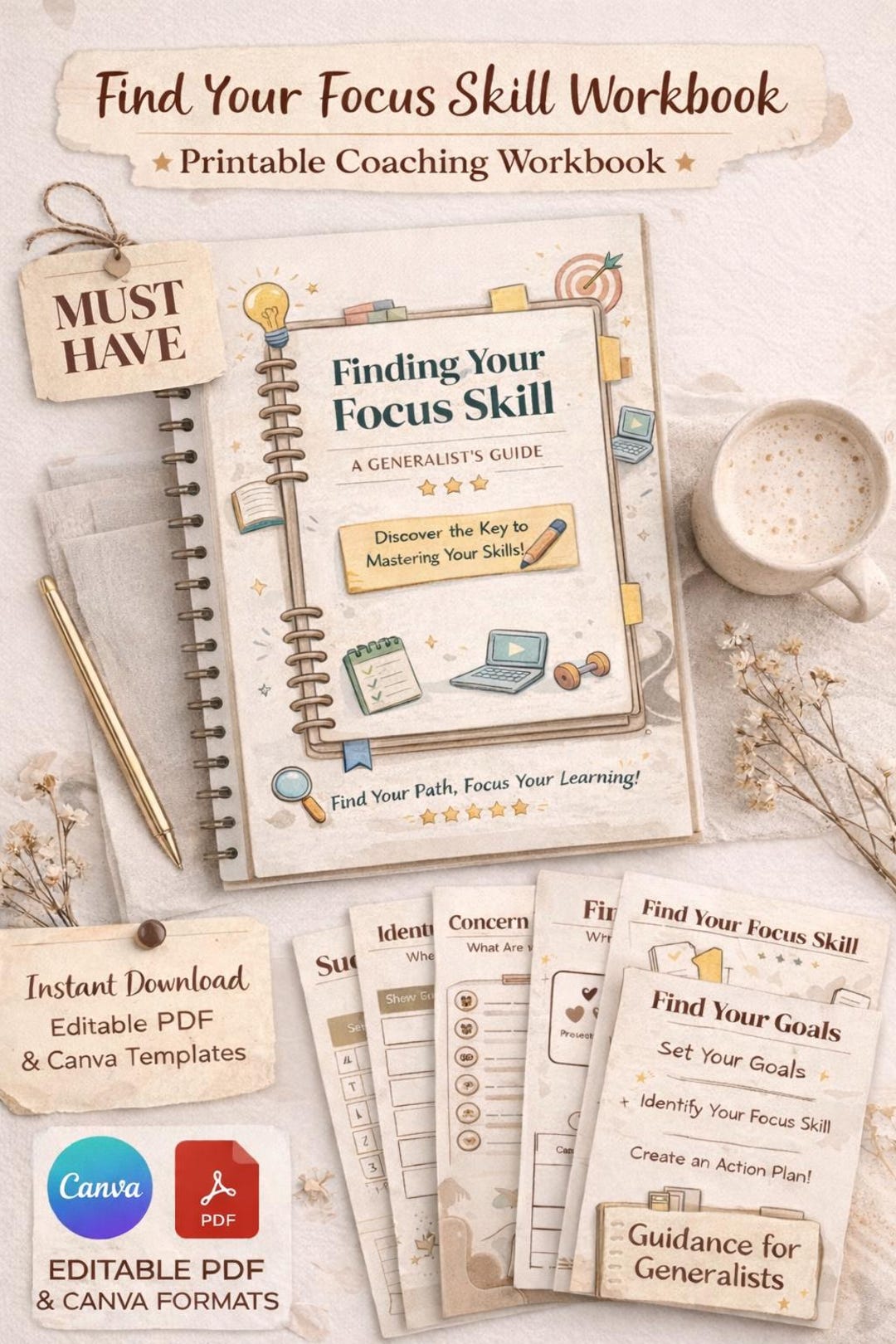 Generalist Focus Planner | Skill Mapping, Daily Progress Tracker ...