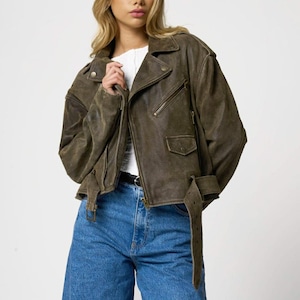 Women Oversized Cropped Suede Jacket