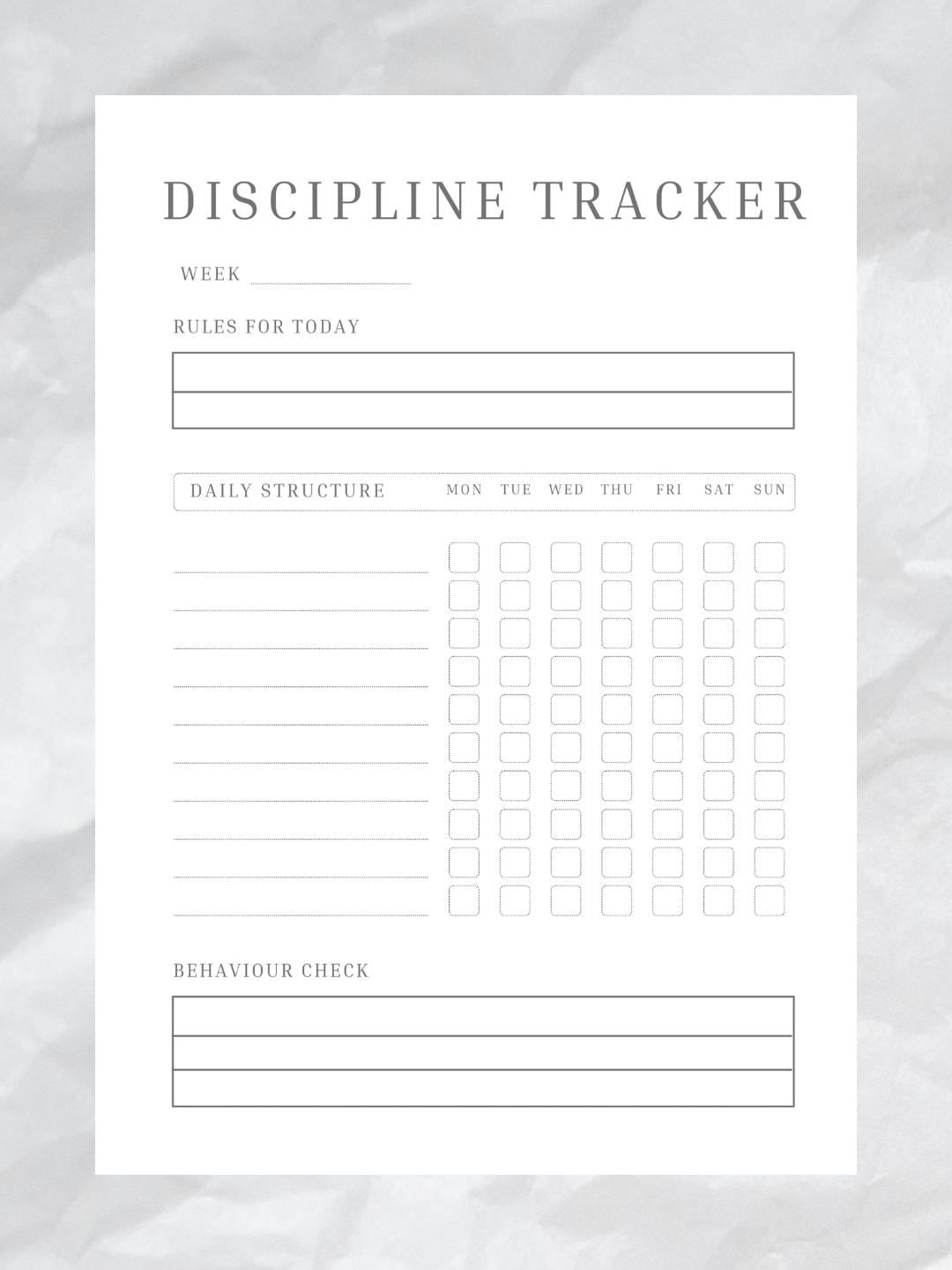 Discipline Planner Discipline Tracker Printable | Daily Routine, Habit Planner (instant ...