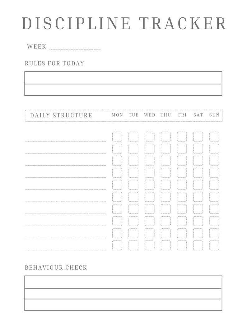 Discipline Tracker Printable | Daily Routine, Habit Planner (instant ...