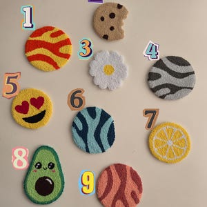 Punch Needle Coasters | Handmade Mug Rugs | Colorful Drink Coasters Set | Cute Table Decor